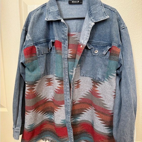 blue b Jackets & Blazers - Blue B Women's Multicolor Jean Jacket